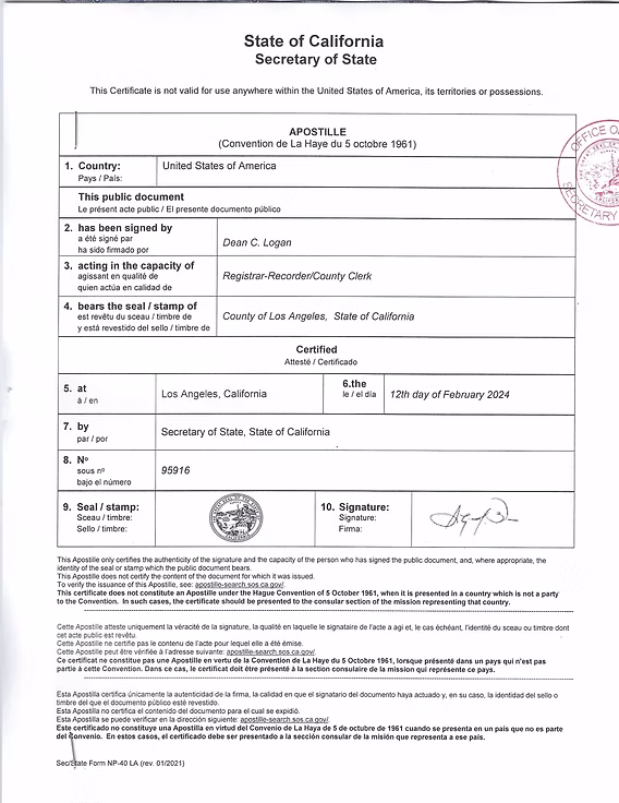 California Apostille