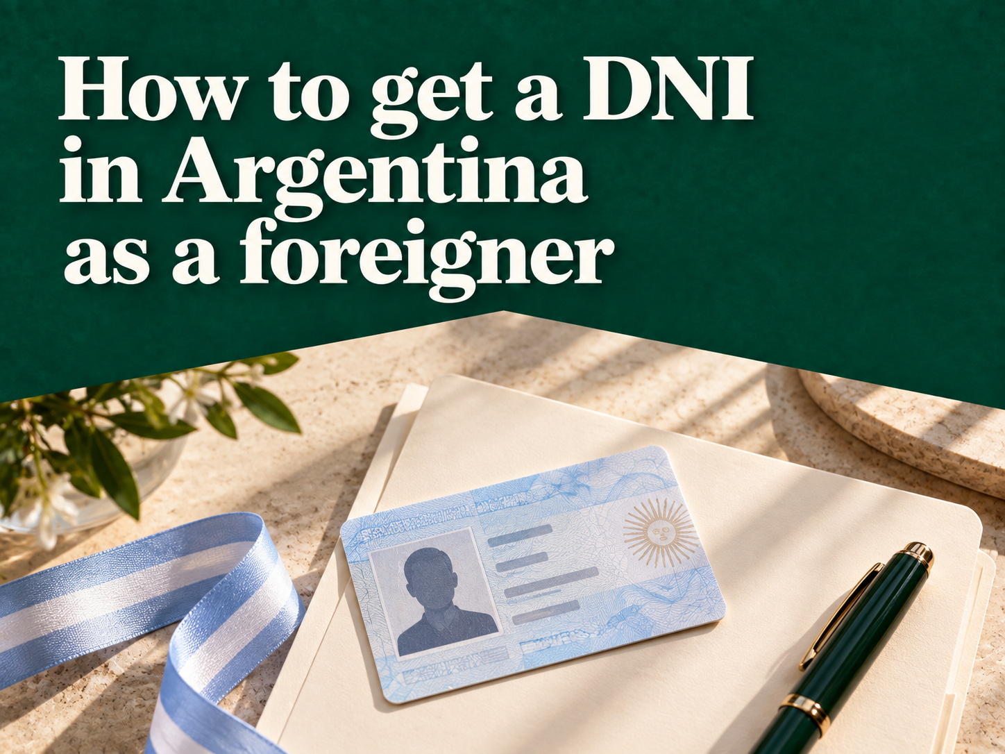 Argentine DNI card and immigration documents on a desk